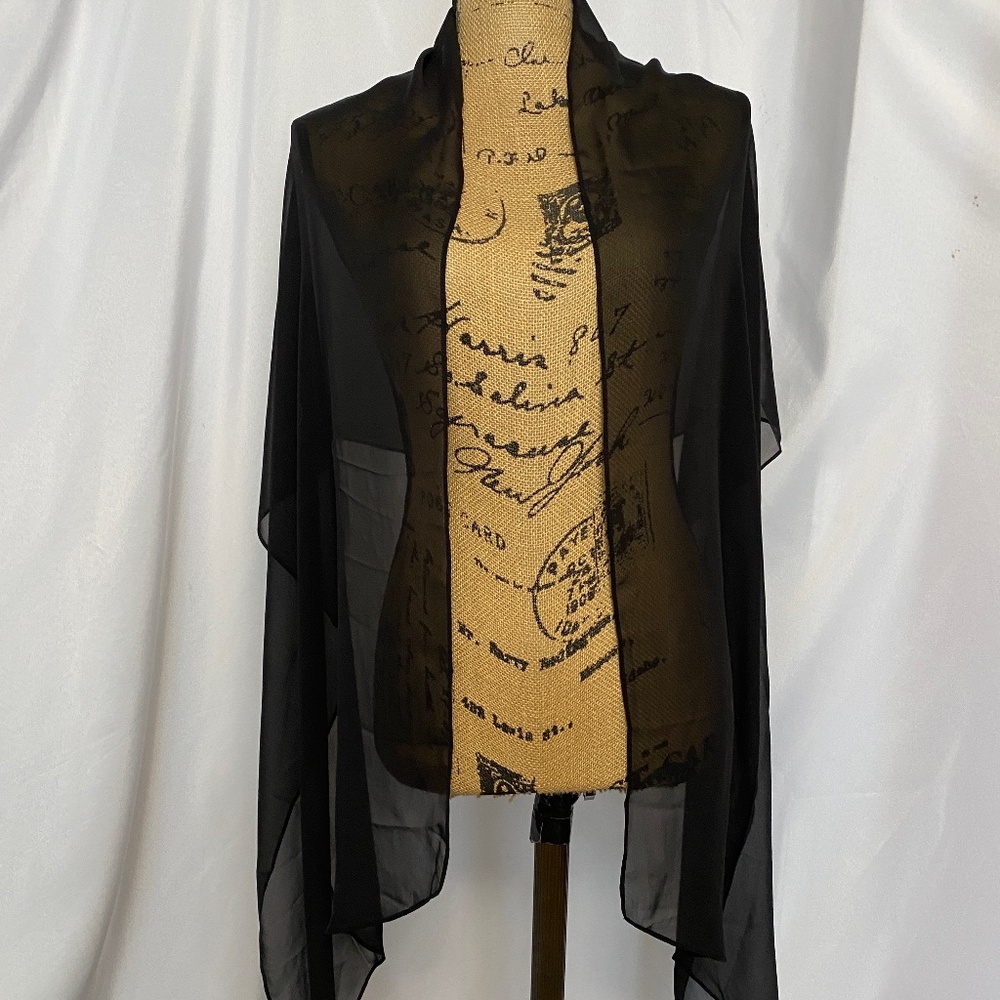 Chiffon Wrap Black Brand New Shall Scarf Wedding Classic Style David's Bridal